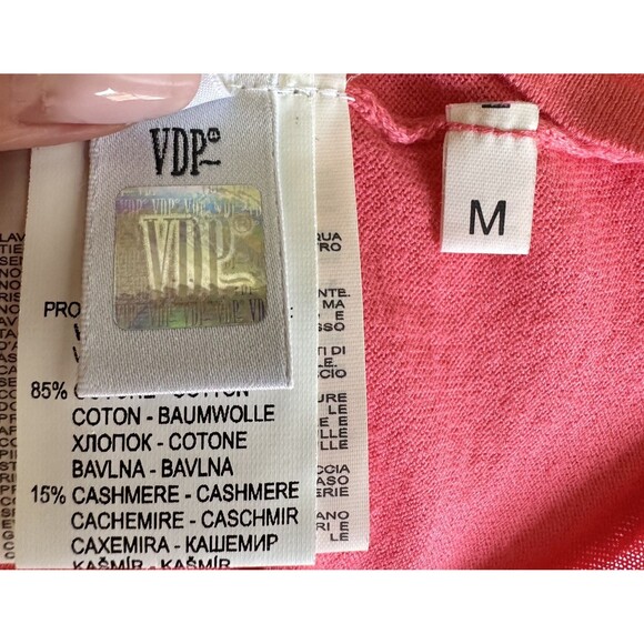 VDP Collection Coral Women's Rhinestone Scoop Neck Short Sleeve Sweater Top Sz M - Picture 13 of 15